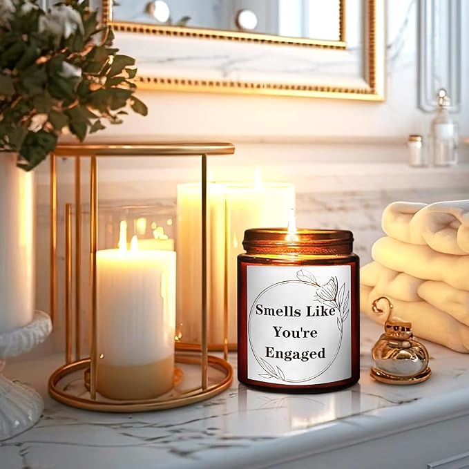 You're Engaged Candles for Women, Bride to be, Bachelorette - Gift for Newly Engaged Couples Fiance- Bridal Shower Gift for Her Sister Daughter Friends - Relaxing Lavender Vanilla Soy Candle