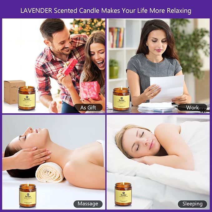 Lavender Eucalyptus and Vanilla Cream Candle, Scented Candle Aromatherapy Candle, Stress Relief and Relax Candles Gift for Women