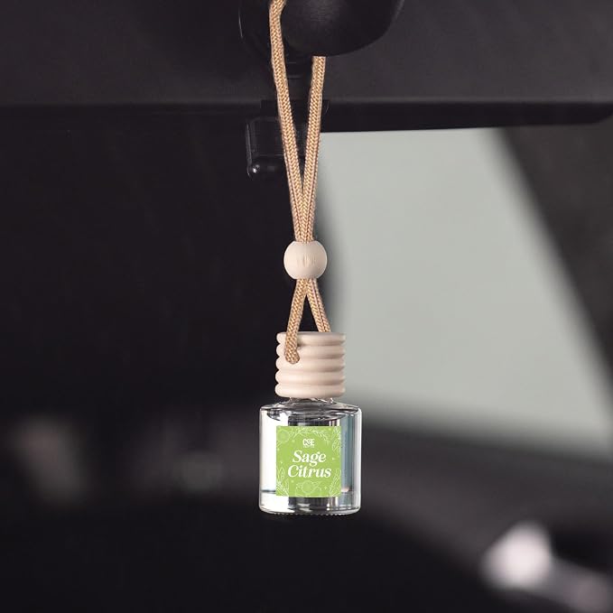 C&E Craft Co Hanging Car Air Freshener Diffuser 2 Pack, Long Lasting Fragrance Oil Car Freshener, Glass Bottle Auto Air Freshener, Made in USA (Sage Citrus)