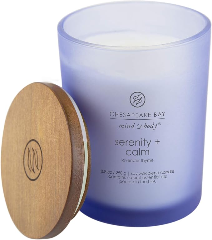 Chesapeake Bay Candle Scented Candles Serenity + Calm (Lavender Thyme) Medium Jar 2-Pack Perfect for Home Décor and Gifting