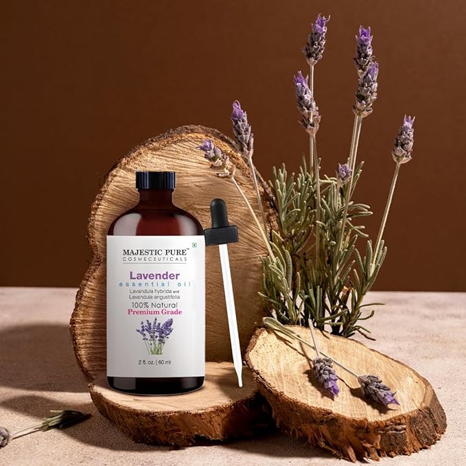 Majestic Pure Essential Oil with Glass Dropper - 100% Pure and Natural - Essential Oils for Diffuser, Aromatherapy, Soap and Candle Making, Lavender Essential Oil, Lavender Oil, 2 Fl Oz