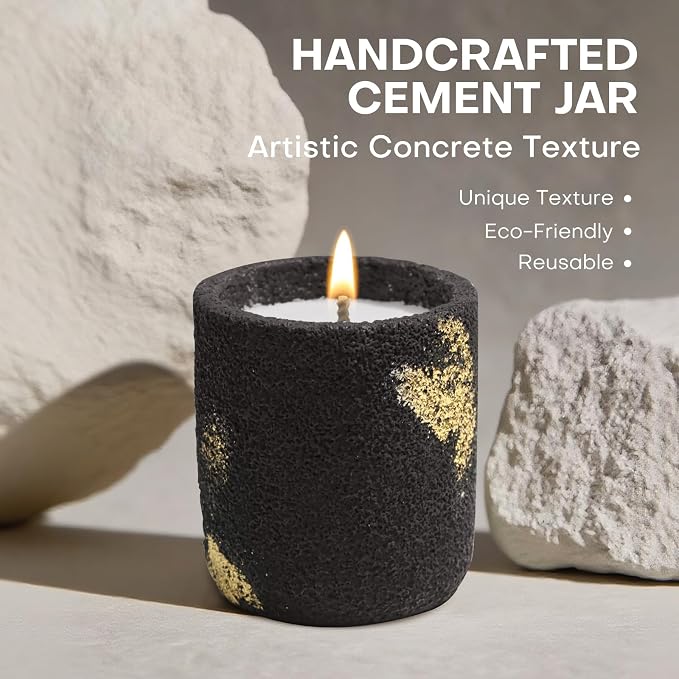 Scented Candles for Home, Soy Wax Candle, Non-Toxic Cement Jar Candles, Stress Relief, Housewarming Gifts, Highly Scented,Home Décor, Black Pepper and Sandalwood