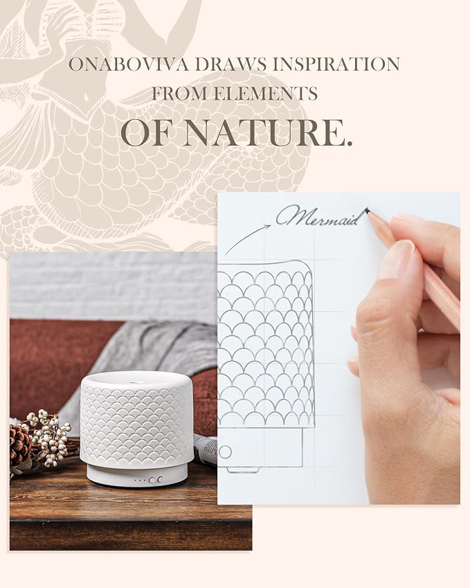 Essential Oil Diffuser - 280ml Ceramic Diffuser for Large Room & Commercial Use, 2.4MHz Aromatherapy Diffuser with Cool Mist Humidifier & Night Light, Ideal for Bedroom, Office, Yoga, Spa, Gifts