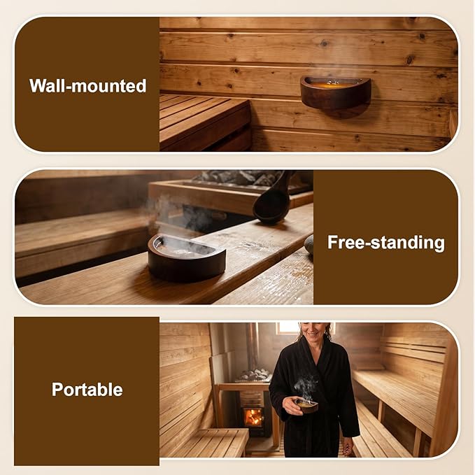 Carbonized Acacia Wood Sauna Aromatherapy Bowl, Sauna Oil Cup Sauna Oil Holder Essential Oil Fragrance Diffuser Bowl for Home Sauna and Steam Sauna, Easy-Clean Slow-Release Sauna Accessories