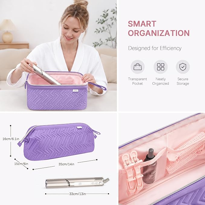Leudes Hair Tools Travel Bag for Shark Flexstyle Carrying Case Portable Shark Hair Air Wrap Dryer Case Waterproof Dustproof Flat Curling Iron Travel Organizer (Purple)