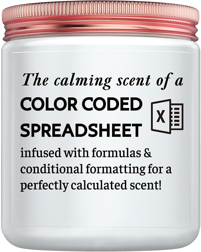 Funny Gift for Coworker Accountant, Data Analyst, Marketing Specialist - Humor Excel Spreadsheet Gift for Colleague, White Elephant Goodbye Present for Boss Friend Lavender Candle
