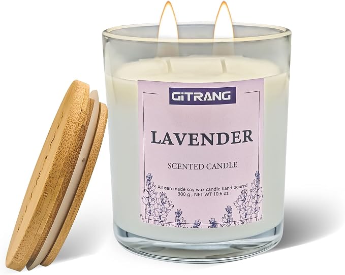 1 Pack Lavender Scented Soy Wax Candle, 10.6 oz Natural Aromatherapy for Home, Relaxation Gift for Women Men, Long Lasting 80-90 Hours for Bedroom Yoga Office Spa Decor