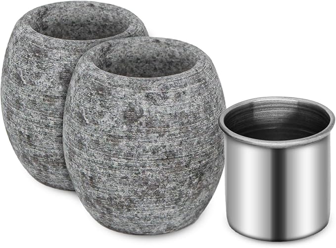 2 Packs Sauna Aromatherapy Stone, Sauna Essential Oil Diffuser, Natural Rock with Stainless Steel Bowl for Essential Oils, Spa Accessories
