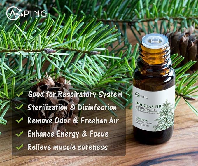 Douglas Fir Essential Oil - 100% Pure Organic Natural Plant (Pseudotsuga menziesii) Douglas Fir Oil for Diffuser, Aroma, Spa, Massage, Yoga, Perfume, 0.33oz
