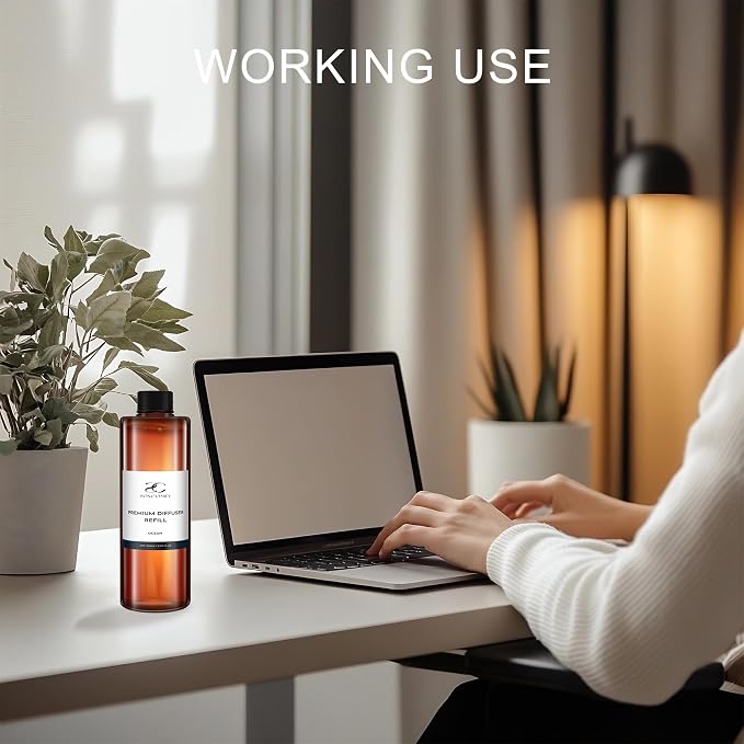 Diffuser Oil Refill, 250ml / 8.45 fl oz, Ocean - Reed & Aromatherapy Diffuser Oil, Long-Lasting Home Fragrance, Citrus, Lily & Musk Notes