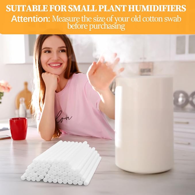 50 Pcs Humidifier Filter Replacement Rods Premium Cotton Filter Refills for Portable USB Mini Cool Mist Humidifiers (50, 5.354Inches)