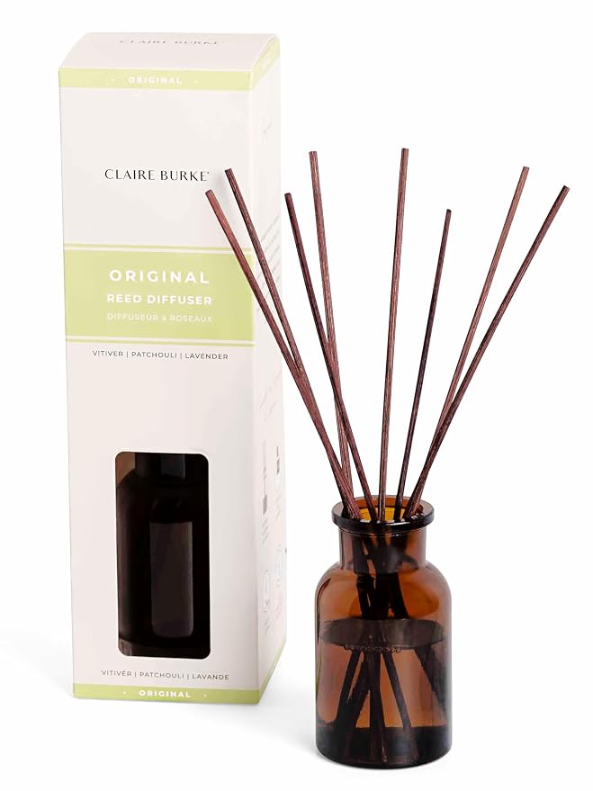 Claire Burke Reed Diffuser Set with 2 Reed Diffuser Oil Refills, Diffuser Sticks, and Glass Diffuser