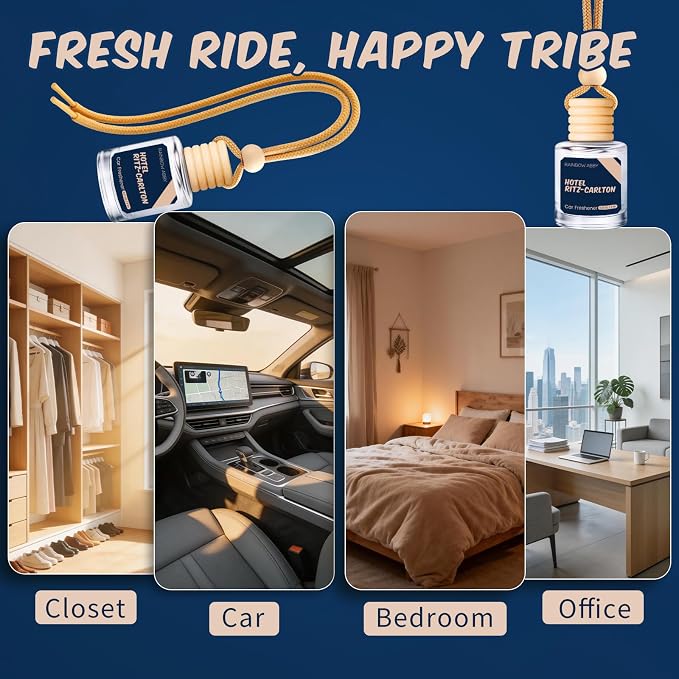 RAINBOW ABBY Car Air Freshener Hanging, Hotel Ritz-Carlton Fragrance Oil