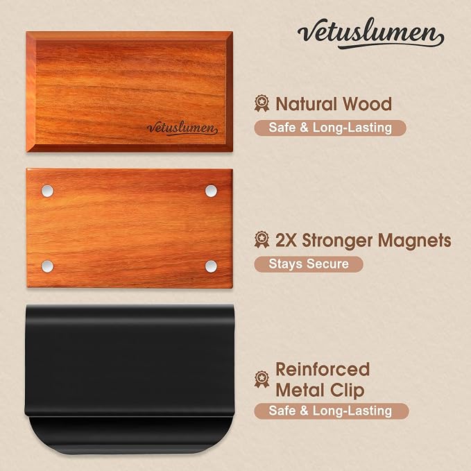 Car Air Freshener - 3 Pack (Amber-Teak-Pine) Wooden Air Freshener, Natural Essential Oil Scents, Car Accessories for Women, Smell Good Premium Automotive Gift Set - Metal Clip Included