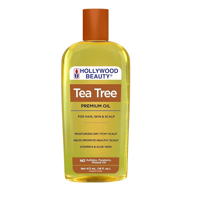 Hollywood Beauty Tea Tree Oil for Hair, Scalp, and Skin, 16 fl oz - Moisturizes Dry, Itchy Scalp, Fungus Fighter, Blended with Vitamin E & Aloe