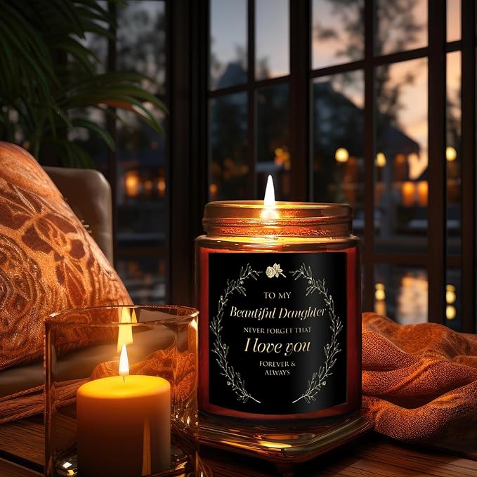 My Beautiful Daughter Candle Gift from Mom Dad - Unique Valentines Day, Love You, Bridal Shower, Wedding, Mother's Day, Birthday Gift for Daughter Adult - Cashmere Vanilla Scented Soy Candle