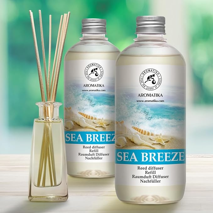 Reed Diffuser Refill Set Sea breeze 2 х 17Fl Oz - Aroma Refill for Reed Diffuser - Long Lasting Home Fragrance - Air Freshener - Fresh Scent - Aromatherapy - Home decor - Air diffuser