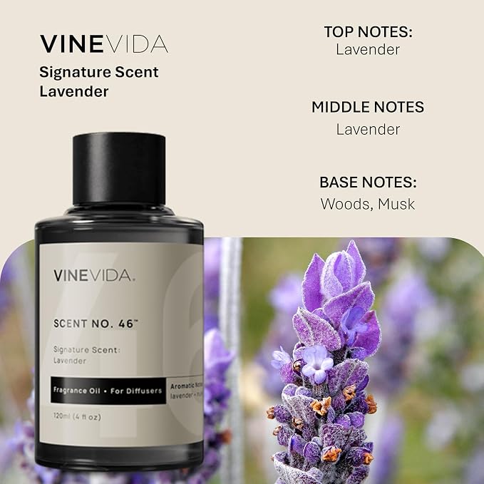 VINEVIDA [4 Fl Oz] Lavender Fragrance Oil for Cold Air Diffusers, Essential Oils for Diffuser Oil Refill & Air Freshener Room Spray