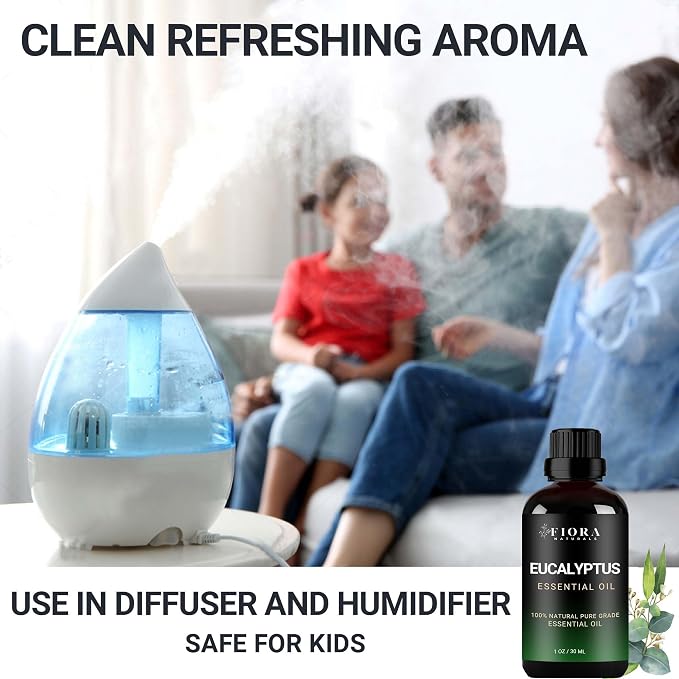Eucalyptus Essential Oil - 100% Pure Eucalyptus Oil for Diffuser, Humidifier, Sinus, Cold, and Aromatherapy - Natural Oil for Skin, Hair, Scalp and Massage