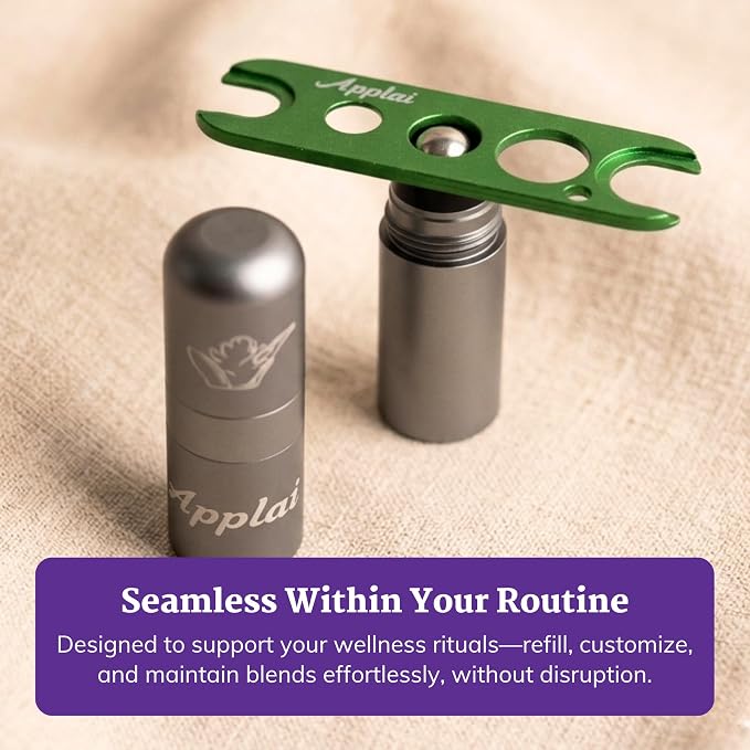 Applairelief - Roll-On Bottle Keys - Essential Oil Roller Ball Remover Tool - Precision Metal Cap Opener for Roller Bottles - Refillable Rollerball Aromatherapy Accessor - Green