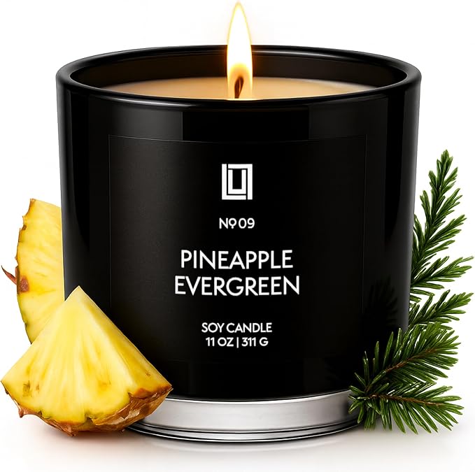 Lulu Candles | Pineapple Evergreen | Luxury Scented Soy Jar Candle | Hand Poured in The USA | Highly Scented & Long Lasting (11 Oz.)