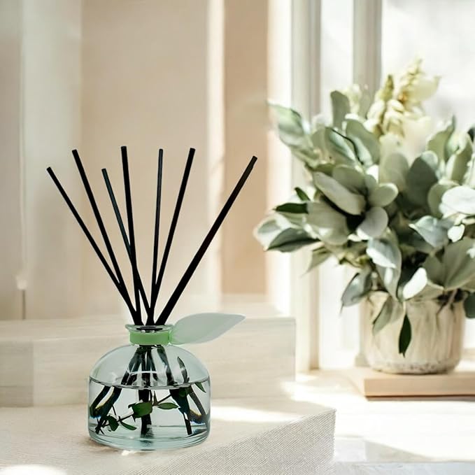 Reed Diffuser Set, Unwind Eucalyptus & Mint Scented Oil Diffuser with Sticks, Home Fragrance Accessories for Bathroom Shelf Decor, Aroma Diffusers for Home or Office Desk, USA Made