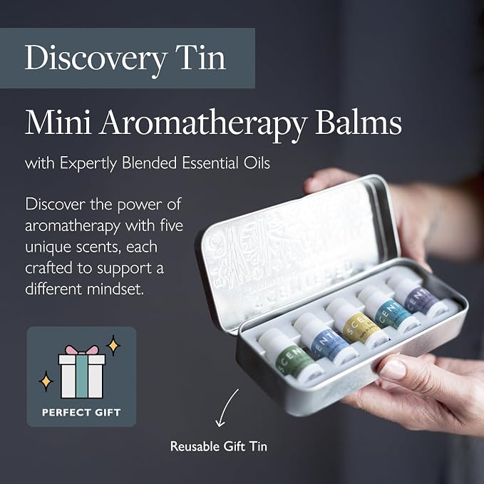 Scentered Aromatherapy Gift Set, Mini Roll On Essential Oil Balms for Mood Boost, Focus, Stress-Relief, Calm, Sleep - Set of 5 Premium Blends - Aromatherapy Gifts for Women