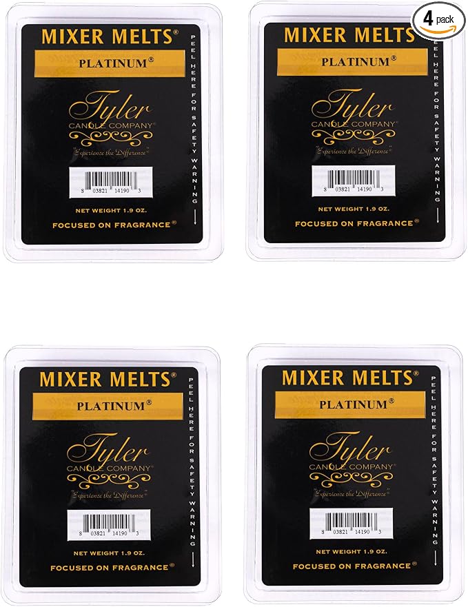 Tyler Candle Company Platinum 1.9 Ounce Scented Mixer Wax Melt Cubes for Tart Burner, Pack of 4