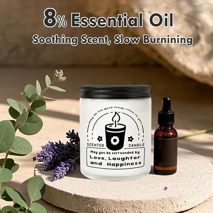 Scented Candles - Lavender Eucalyptus Candles for Home Scented, 7oz Soy Wax Aromatherapy Candle, Calming Candle, Inspirational Gifts for Women & Men