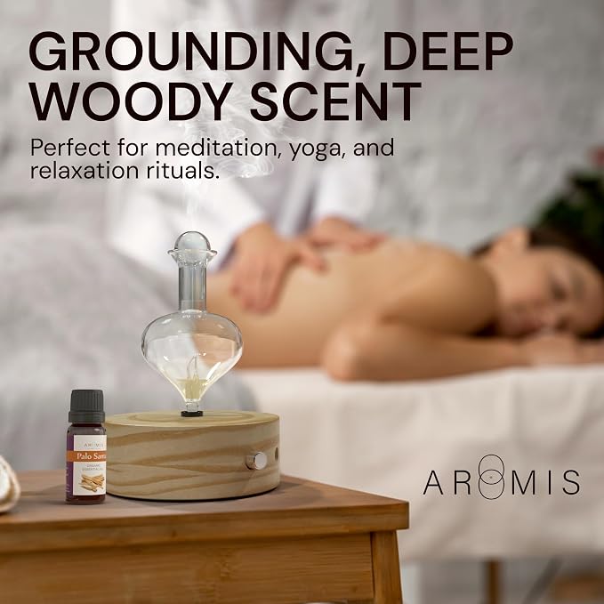 ArOmis Organic Palo Santo Essential Oil - 100% Pure Therapeutic Grade 10ml (.34 Fl Oz) - Undiluted, Premium, Oils for Aromatherapy - All the Aroma None of the Smoke - Wildcrafted and Sustainable