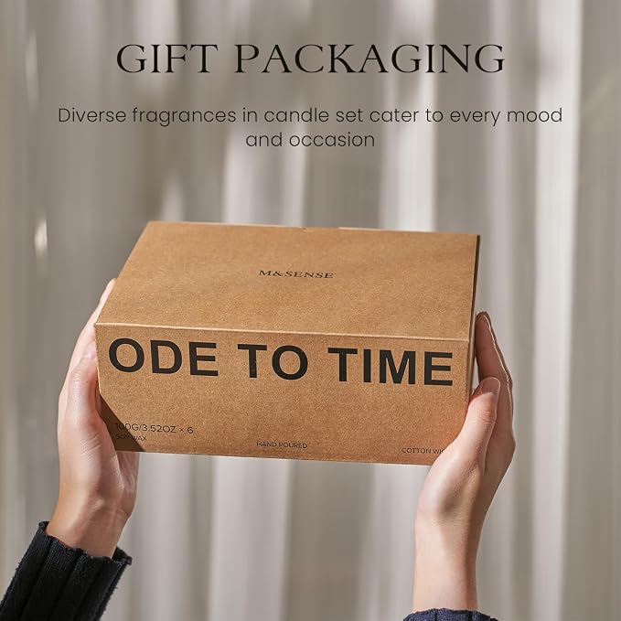 M&SENSE 6 Pack Candle Gift Set, Aromatherapy Scented Candle for Home Fragrance, Natural Soy Wax Candles for Stress Relief, Yoga, Long Lasting Small Jar Candle Gift Set for Birthday Housewarming