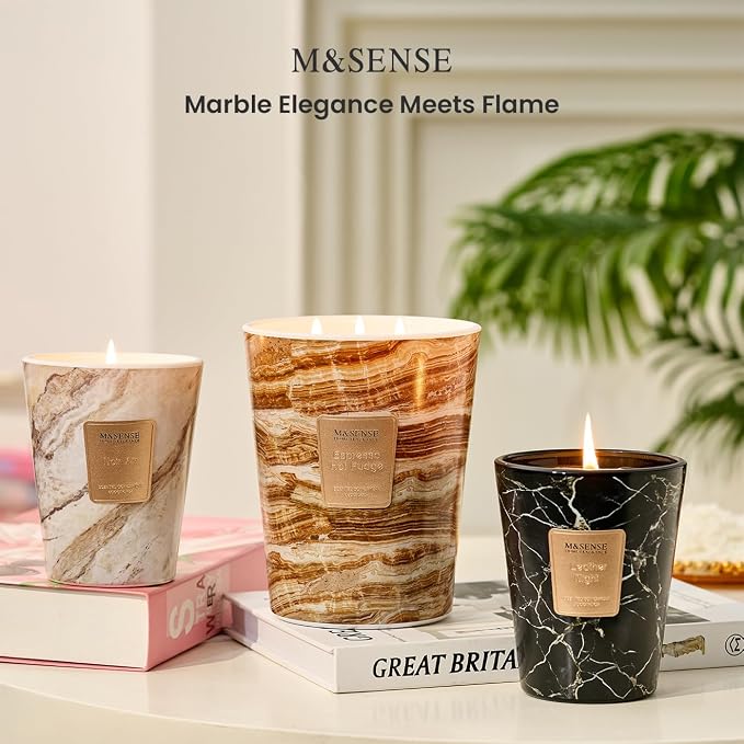 M&SENSE Extra Large Candle 35oz 150H NoirAir Scented Candle, 3 Wick Highly Scented Jar Candle, XL Candles Gift for Stress Relief, Meditation, Yoga