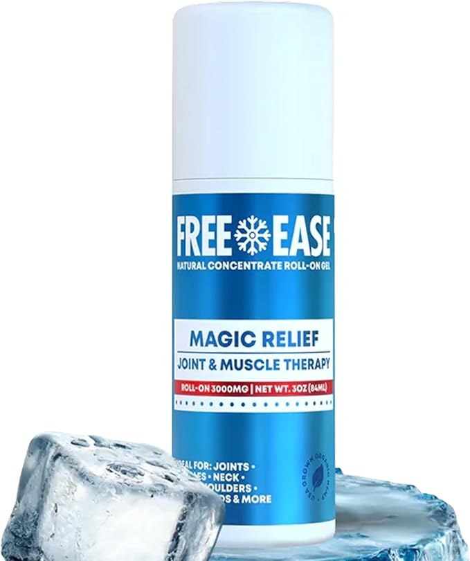FREE EASE Magic Relief Roller – Nerve Joint and Muscle Pain Relief Roll On – Fast Cooling Therapy for Back, Neck, Shoulder, Knee Pain - Supports Joint Flexibility and Overall Mobility - Made in USA