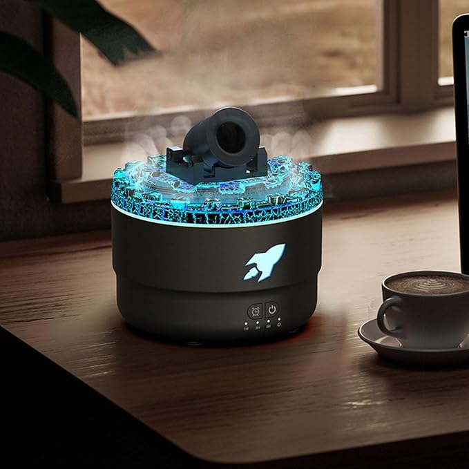 USB Fragrance Diffuser, Spiting Smoke Rings Design Cool Mist Humidifier Scent Machine for Home Bedroom Car Office Room (Black)