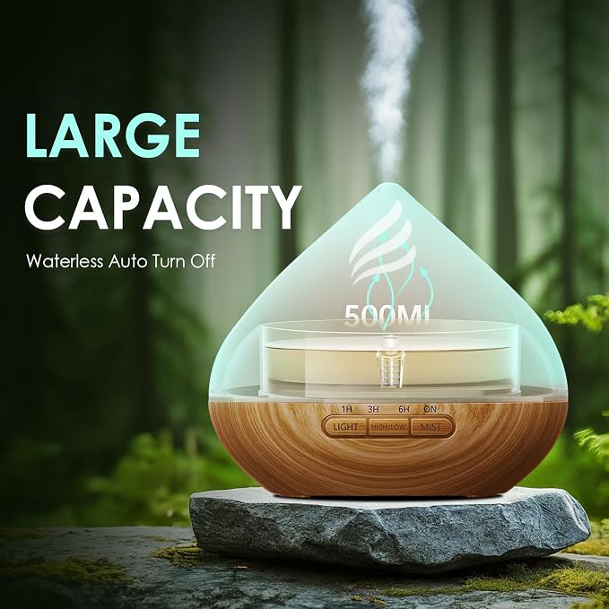 Essential Oil Scent Diffuser: 500ML Aroma Diffuser for Home Bedroom - 14 Colors LED, Remote Control, Ultra-Quiet Cool Mist Scent Diffuser with Timer for Family