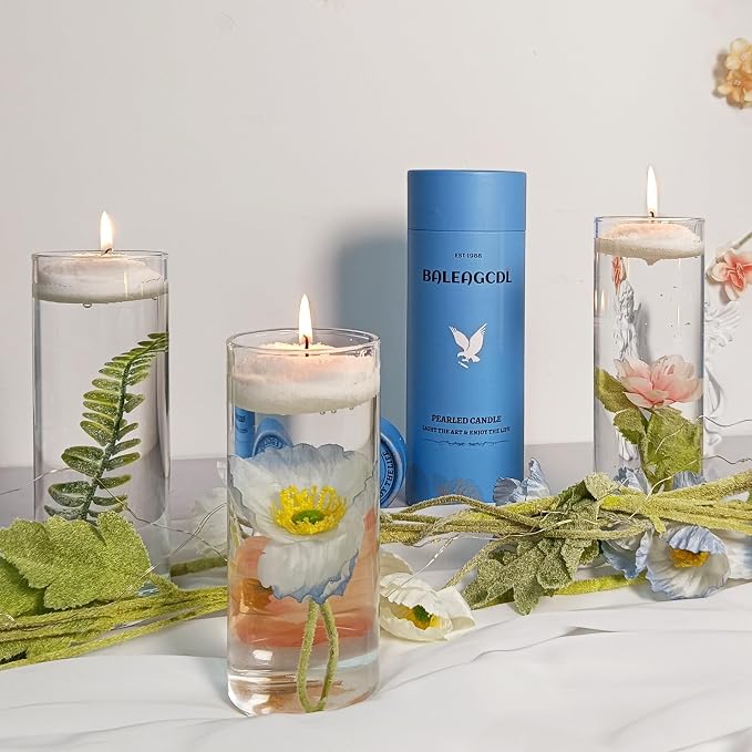 Pearled Candle 18oz(1.1lb) with 30 Cotton Wicks - Gardenia Tranquility Scented Powder Wax Refillable Candles Burns up to 120 Hours Non Toxic for Candle Making Wedding Decorations