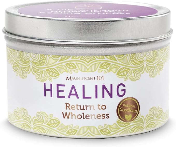 MAGNIFICENT 101 Healing & Manifestation Smudge Meditation Candle - 6 Oz Red Soy Wax - 35-Hour Burn - Infused with Palo Santo, Sandalwood, Sage & Lavender Oils - Aromatherapy Candle