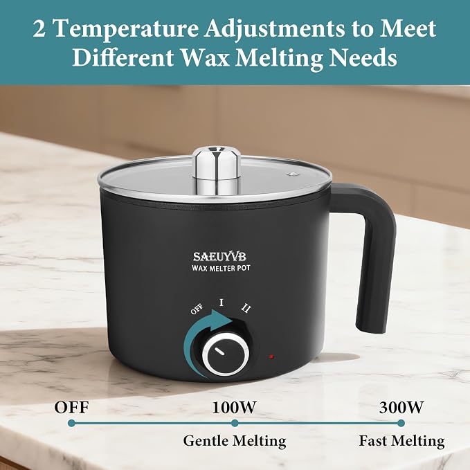 SAEUYVB Candle Making Kit with Wax Melting Pot,Wax Melter for Candle Making with Thermometer, Spoon-Complete Candle Making Supplies for DIY Gifts