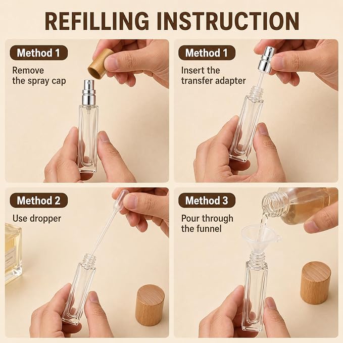 5pcs Travel Size Perfume Refill Bottle Perfume Atomizer Portable Leak Proof Fragrance Spray Bottles Pocket Size Refillable Atomizer Cosmetic Glass Container for Travel Sample Dispenser