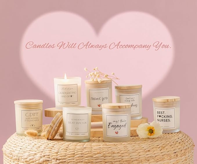 Thank You Gifts, Perfect for Moms, Dads, Friends, Sisters, Coworkers, Nurses, Principal, Mentors, Teacher Appreciation Gifts, Lavender Scented Candle, Natural Soy Wax & Natural Essential Oils