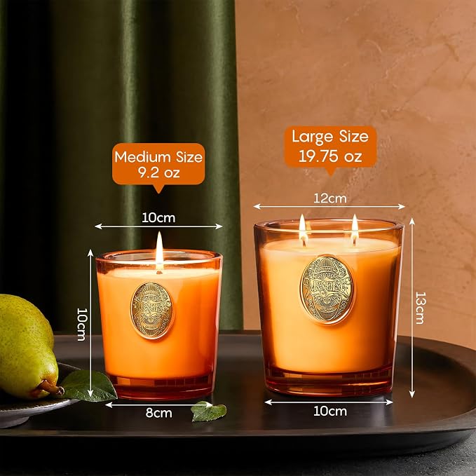 M&SENSE Orange Goji Scented Candle | Orange Candle for Home Scented, Gift for Women | 9.2 oz Soy Wax Candle Set for Relaxation, Gifting