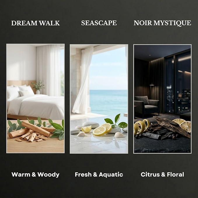 Scentia Luxury Fragrance Collection Diffuser Oils – 3×20 ml Aromatherapy Set | Premium Scents Inspired by 5-Star Destinations | Long Lasting Aroma, Gift-Ready Essential Oil Blend
