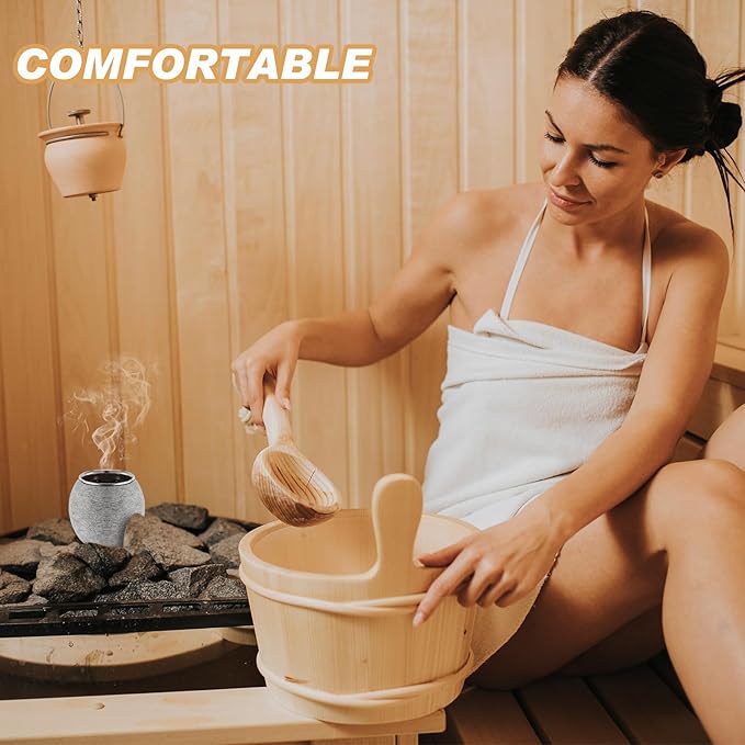 Hushee 1 Pc Sauna Aromatherapy Stone Cup, Sauna Essential Oil Diffuser, Aromatherapy Bowl Accessories with Stainless Steel Diffuser Bowl for Spa Luxury Oil Holder