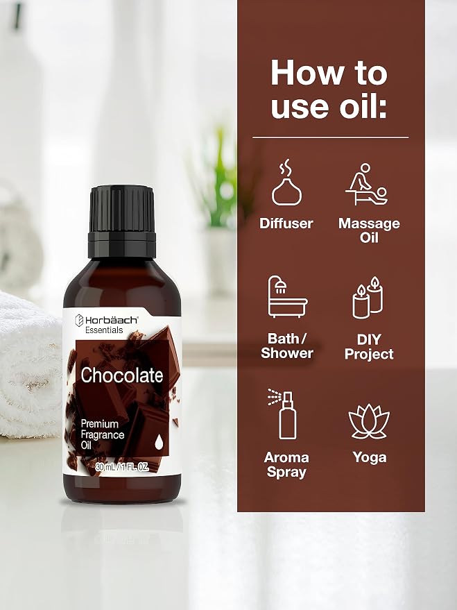 Horbäach Chocolate Fragrance Oil | 1 fl oz (30ml) | for Diffusers, Candle and Soap Making, DIY Projects & More | Premium Grade