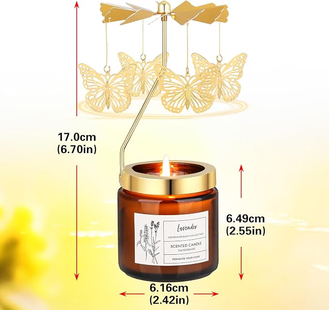 Butterfly Gifts for Women, Rotatable Lavender Scented Candle Gifts for Mom Wife Anniversary Valentine's Day Christmas, Unique Birthday Gift for Sister Girlfriend with Gift Box