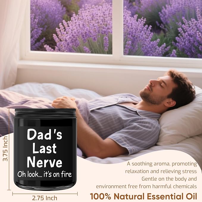 Dad Gifts from Daughter Son - Fathers Day Gift for Dad, Funny Daddy Birthday Gifts - Dad’s Last Nerve Scented Candle, Black