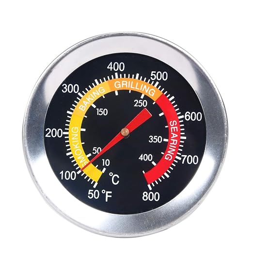 GasSaf BBQ Charcoal Grill Smoker Temperature Gauge Pit Thermometer Dial, 2-3/8 Inch Dial and 3 Inch Stem, High Temperature Range - 50F to 800F