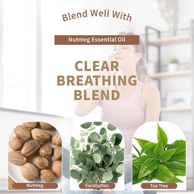EUQEE Nutmeg Essential Oil 118ML Large Capacity Nutmeg Oil Premium Aromatherapy Essential Oils with Glass Dropper for Candle Making, Soap Making-4oz