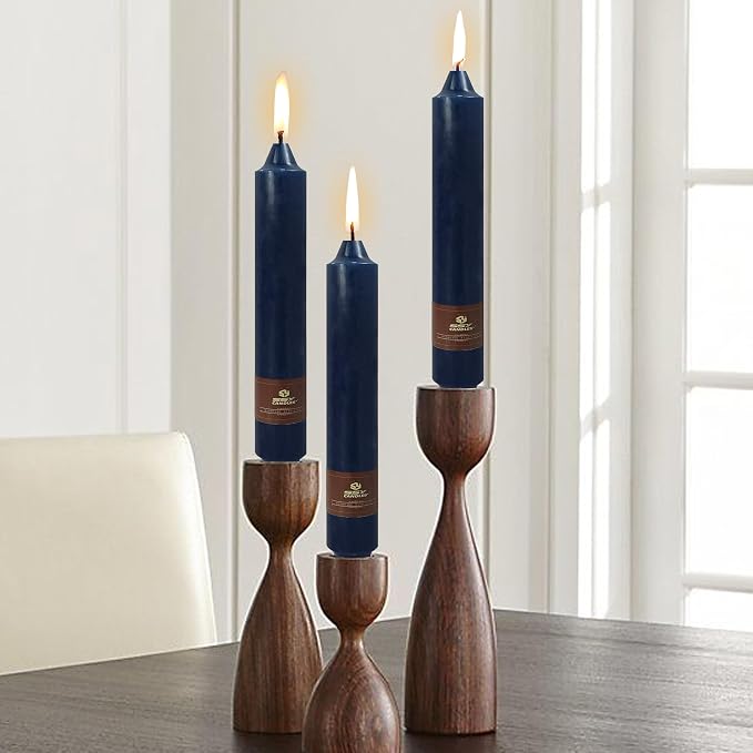 Navy Taper Candle 9 Inch Long Candlesticks Unscented Dripless Tapered Candle Set for Home Decor Wedding Party Dinner Candles, 4 Pack