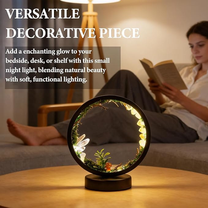 Runyangshi Forest Style Natural Citrine Night Light Healing Crystal USB Port 3 Colours Dimming Mode Lamp Suitable Night Lamp for Bedroom Home Decor Gift